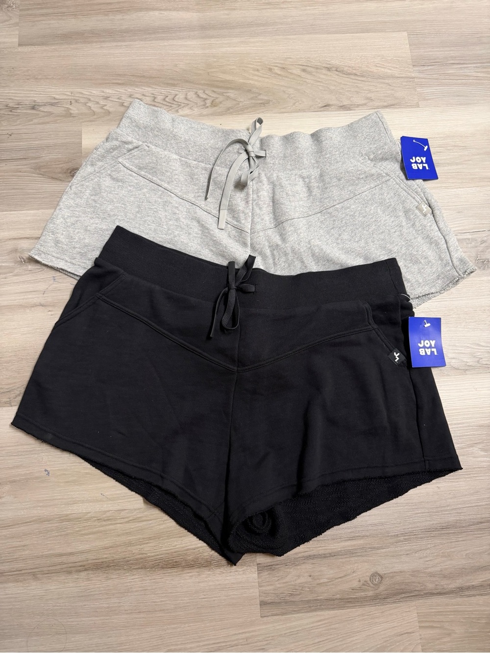 JoyLab Women’s Casual Drawstring Shorts - Black and Heather Gray 2pcs Set